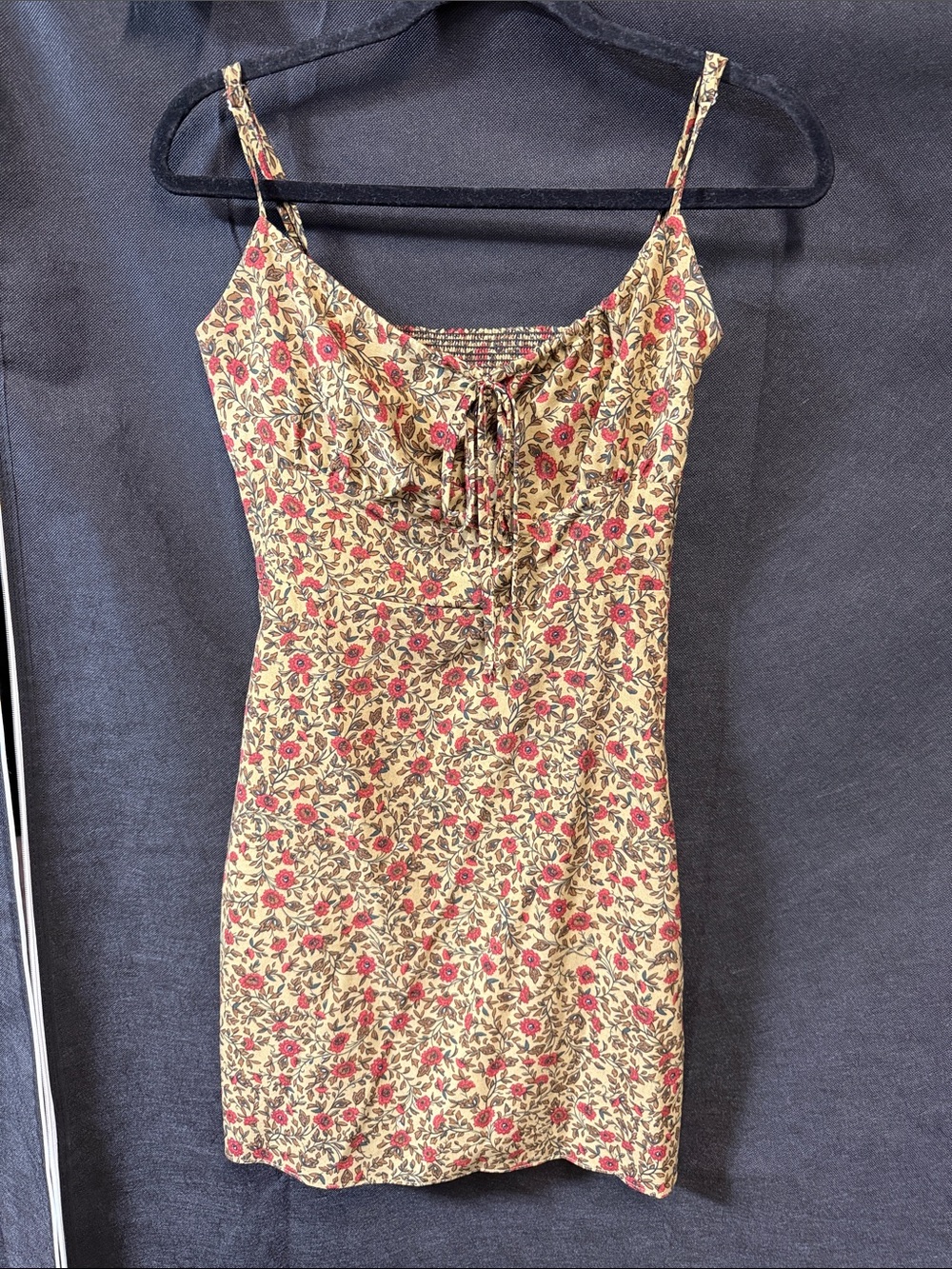 Women’s Floral Tie-Front Slip Dress in Yellow and Red